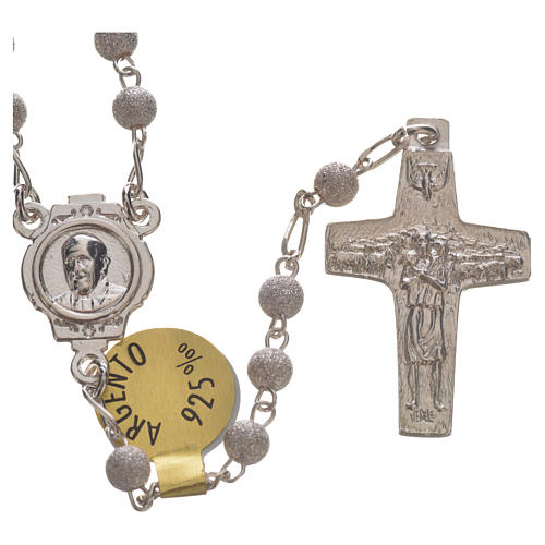 Rosary beads in silver Good Shepherd cross Pope Francis 0,16in 1
