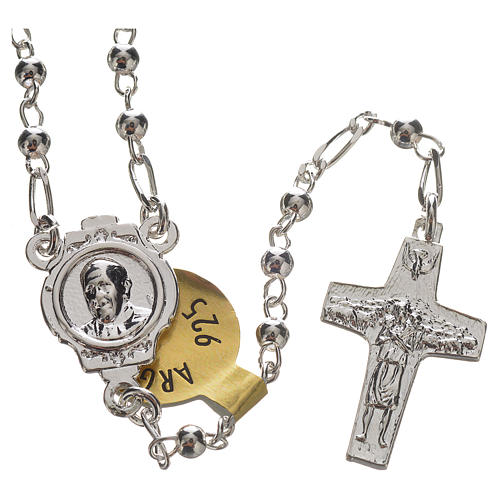 Rosary beads in silver, Pope Francis 0,12in 1