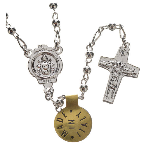 Rosary beads in silver, Pope Francis 0,12in 2