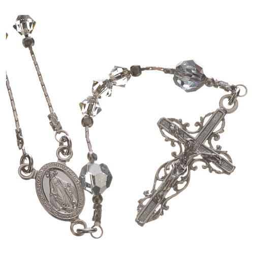 Rosary beads in rhodium-plated sterling silver and strass 0,2 1