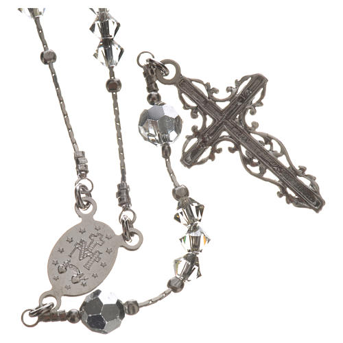 Rosary beads in rhodium-plated sterling silver and strass 0,2 2