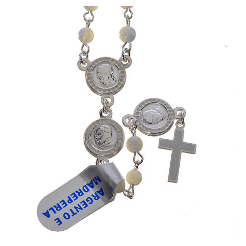 Rosenkranz Papst Franziskus Silber 925 Perlmutter Perlen 1