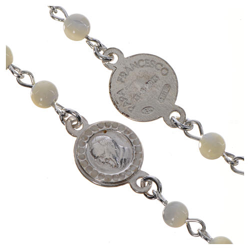 Rosenkranz Papst Franziskus Silber 925 Perlmutter Perlen 3
