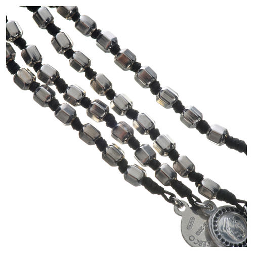 Pope Francis rosary in 800 silver, hexagonal grains 4