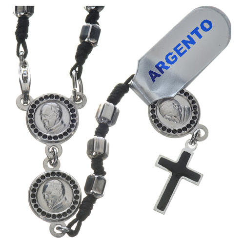 Pope Francis rosary in 800 silver, hexagonal grains 1