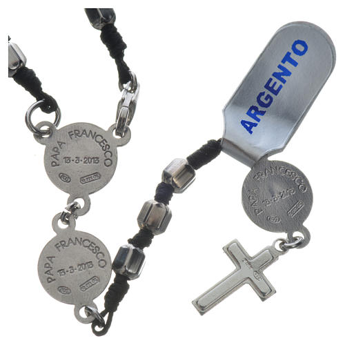 Pope Francis rosary in 800 silver, hexagonal grains 2