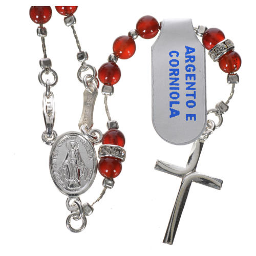 Rosary in 925 silver and carnelian 12