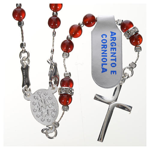 Rosary in 925 silver and carnelian 13