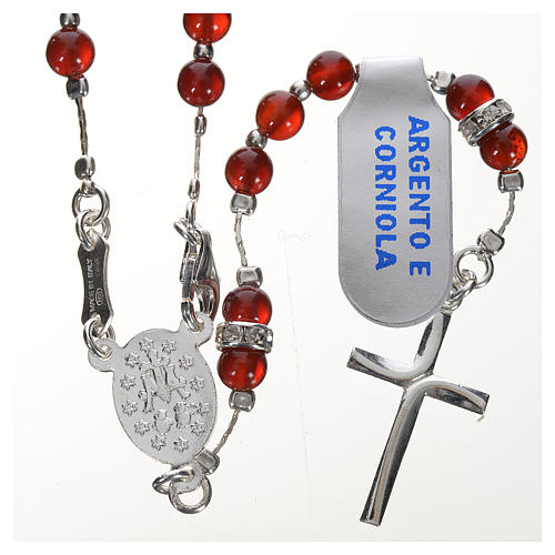 Rosary in 925 silver and carnelian 2