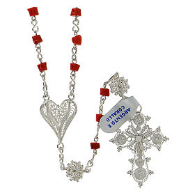 Rosary beads in 800 silver and coral