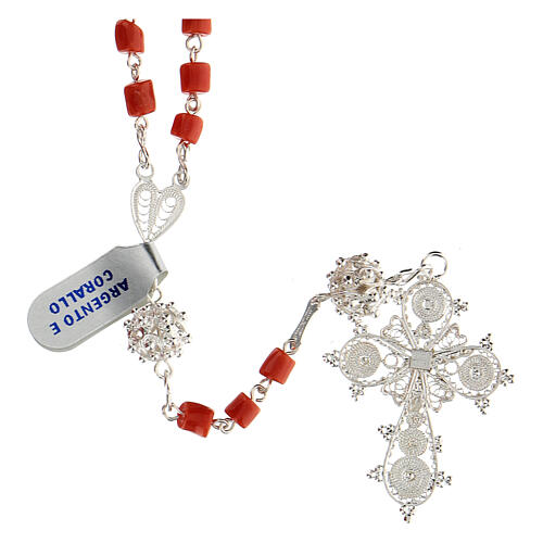Chapelet Antique En Or 18k Avec Billes De Corail Et Médaille Vierge Marie - Occasion