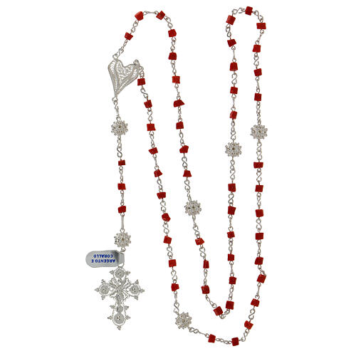 Rosary beads in 800 silver and coral 4