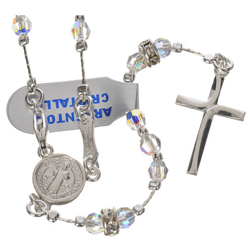 Rosary beads in 925 silver and transparent crystal 1