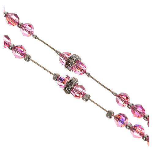 Rosenkranz Silber 800 und rosa Kristall 3