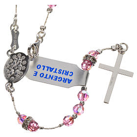 Rosary beads in 800 silver and pink crystal