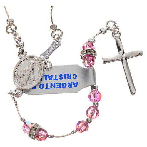 Rosary beads in 800 silver and pink crystal 1