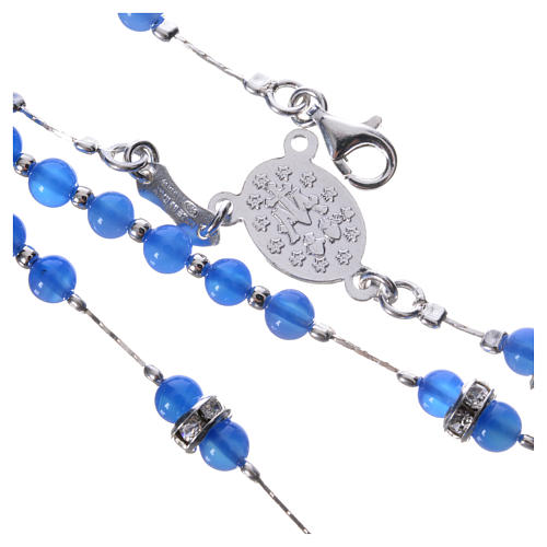 Rosary beads in 925 silver and blue agate, Miraculous Medal 4