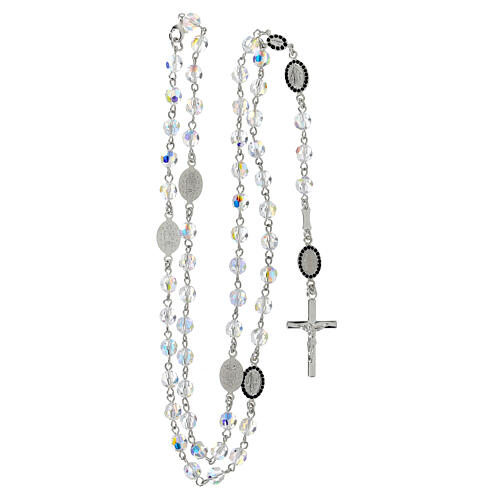 Rosary beads in 925 silver, transp strass, Miraculous Medal 4