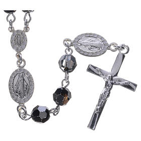 Rosary beads in 800 silver, black strass, Miraculous Medal