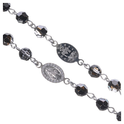 Rosary beads in 800 silver, black strass, Miraculous Medal 3