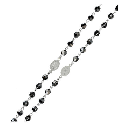 Rosary beads in 800 silver, black strass, Miraculous Medal 3