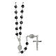 Rosary beads in 800 silver, black strass, Miraculous Medal s1