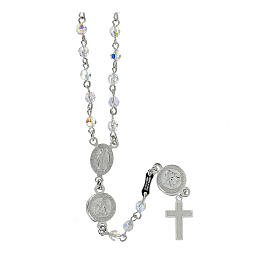 Rosary beads in 925 silver transp. strass, Guardian Angel