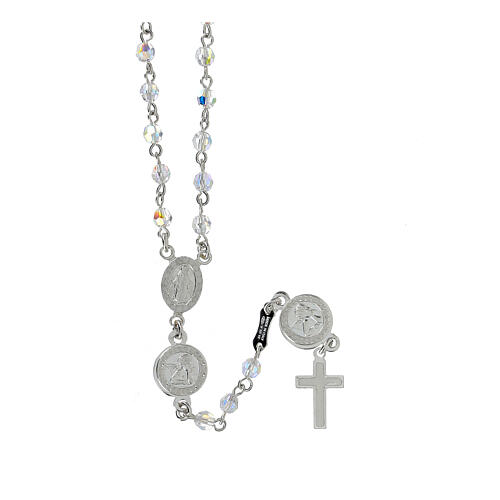 Rosary beads in 925 silver transp. strass, Guardian Angel 1