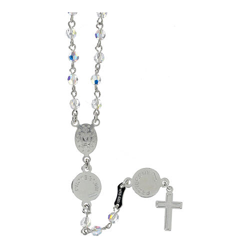 Rosary beads in 925 silver transp. strass, Guardian Angel 2
