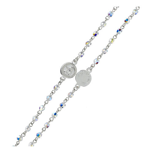 Rosary beads in 925 silver transp. strass, Guardian Angel 3
