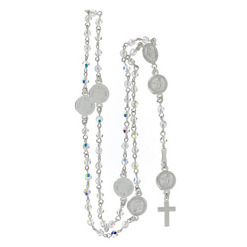 Rosary beads in 925 silver transp. strass, Guardian Angel 4