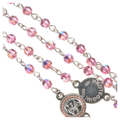 Rosary beads in 800 silver pink  strass, Guardian Angel 4