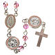 Rosary beads in 800 silver pink  strass, Guardian Angel s1