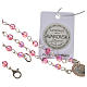 Rosary beads in 800 silver pink  strass, Guardian Angel s5