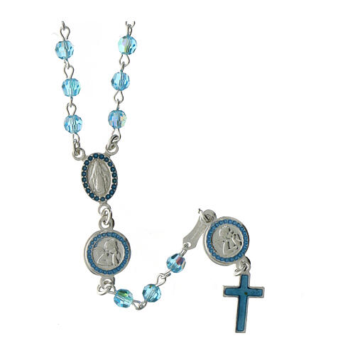 Rosary beads in 800 silver light blue strass, Guardian Angel 1