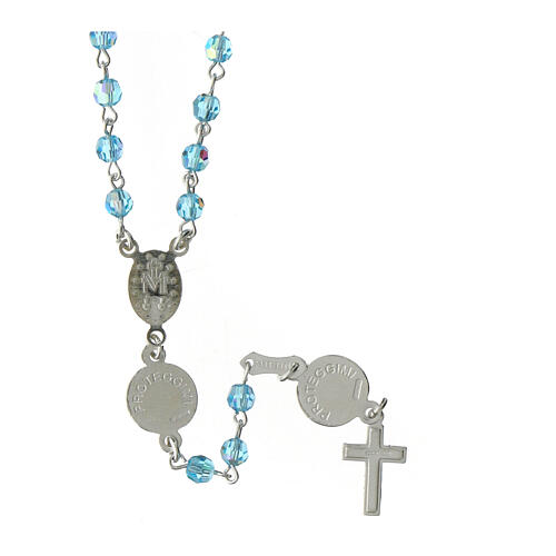 Rosary beads in 800 silver light blue strass, Guardian Angel 2