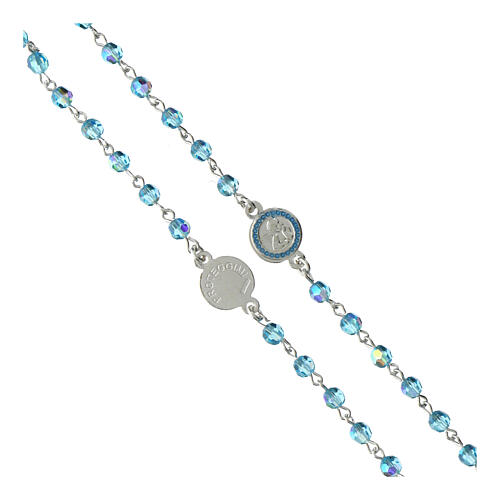 Rosary beads in 800 silver light blue strass, Guardian Angel 3