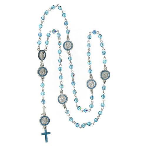 Rosary beads in 800 silver light blue strass, Guardian Angel 4