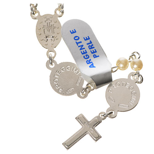 Rosary in 800 silver, pearls and guardian angel 2