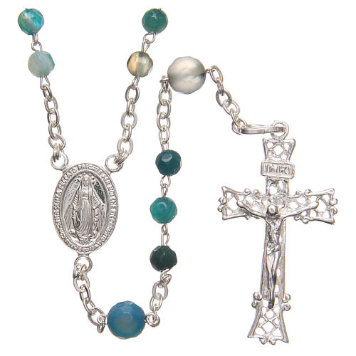 Rosary beads in Brazilian agate and sterling silver, 4mm light blue 1