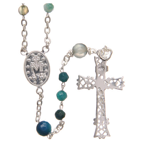 Rosary beads in Brazilian agate and sterling silver, 4mm light blue 2