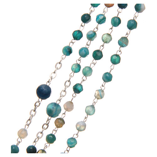 Rosary beads in Brazilian agate and sterling silver, 4mm light blue 3