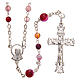 Rosary beads in Brazilian agate and sterling silver, 4mm fuchsia s1