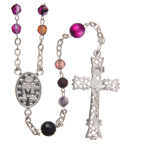 Rosary beads in Brazilian agate and sterling silver, 4mm purple 2