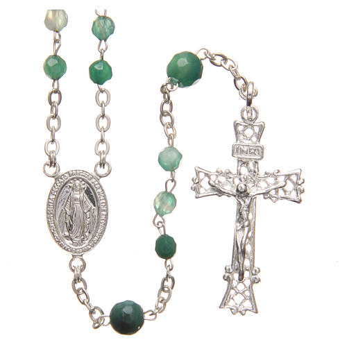 Rosary beads in Brazilian agate and sterling silver, 4mm green 1