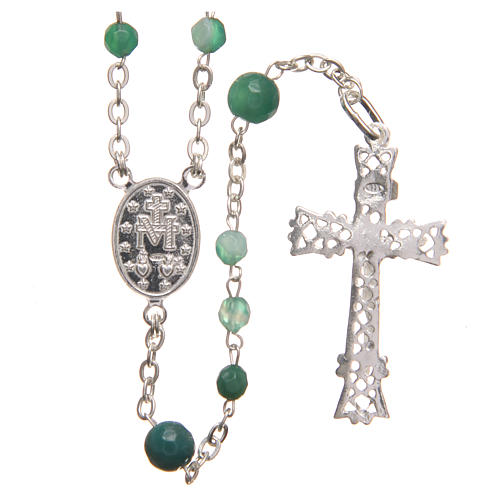 Rosary beads in Brazilian agate and sterling silver, 4mm green 2