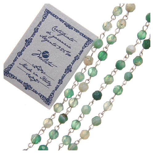 Rosary beads in Brazilian agate and sterling silver, 4mm green 3