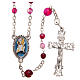 STOCK Rosary beads in Brazilian agate and sterling silver with Pope Francis 4mm fuchsia s1