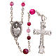 STOCK Rosary beads in Brazilian agate and sterling silver with Pope Francis 4mm fuchsia s2