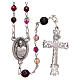 STOCK Rosary beads in Brazilian agate and sterling silver with Pope Francis 4mm purple s2